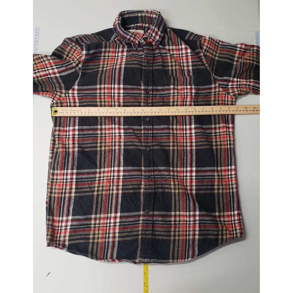 St Johns Bay Mens Super Soft Flannel Shirt Plaid Red Black Tan Size M Cotton - Picture 3 of 6